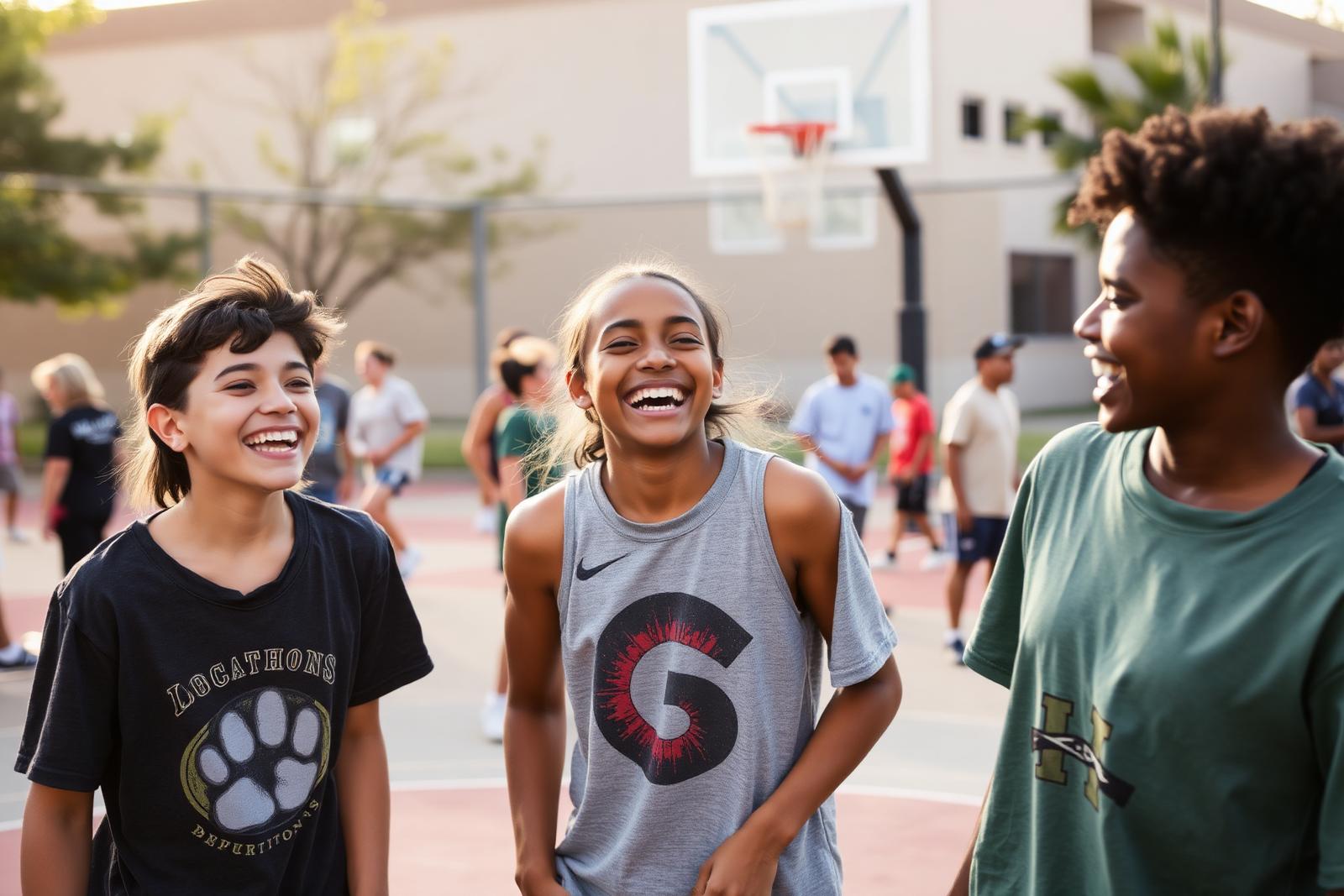 Teens laughing together at a youth event